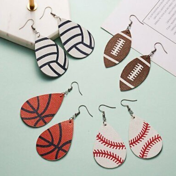 Football 🏈 Teardrop Dangle Earrings - Picture 4 of 4